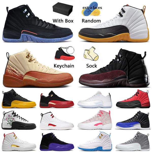 with box 12 12s xii basketball shoes flower white black eastside golf a ma maniere black twist utility playoffs mens women outdoor trainers